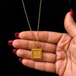 Odam Aini Engraved Square Pendant Necklace