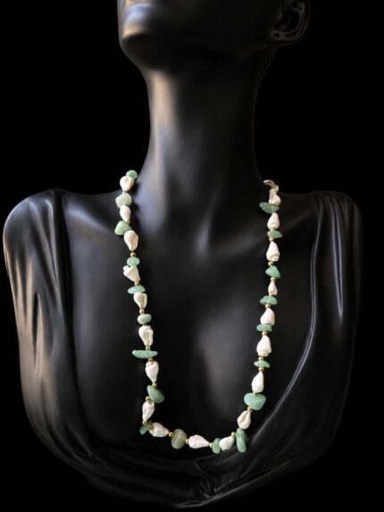Shell & Jade Bead Statement Necklace