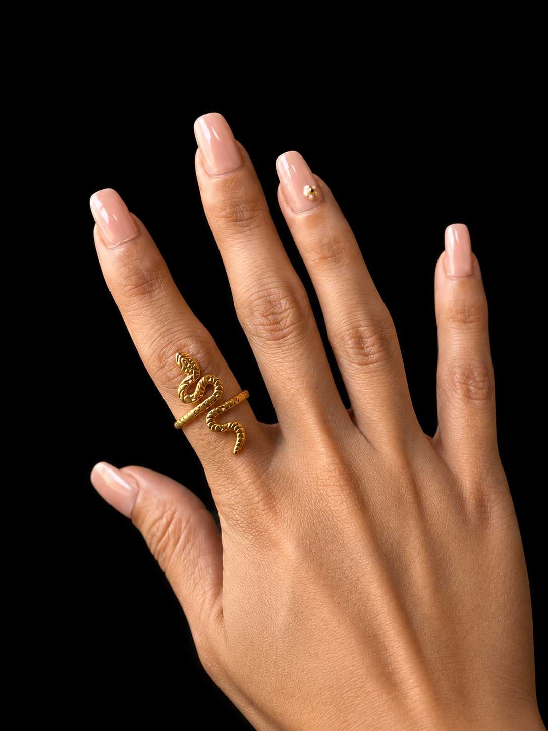 A311E8A0-D7D5-4F5D-A970-66BDB10BAF00 Textured Gold Snake Ring - Image 1