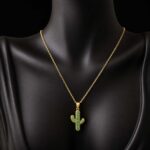 Emerald Crystal Cactus Pendant Necklace