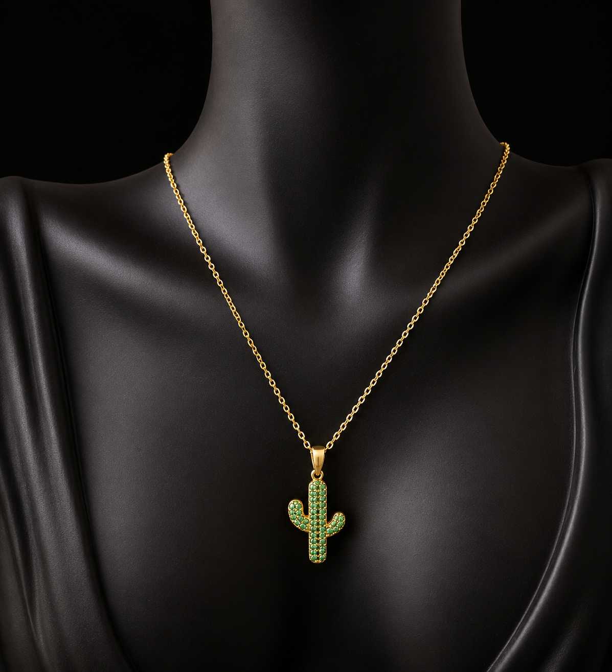B35971BB-DB34-410A-A12B-EE38F390138A Emerald Crystal Cactus Pendant Necklace - Image 1