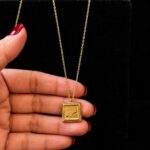 Amareen Engraved Square Pendant Necklace