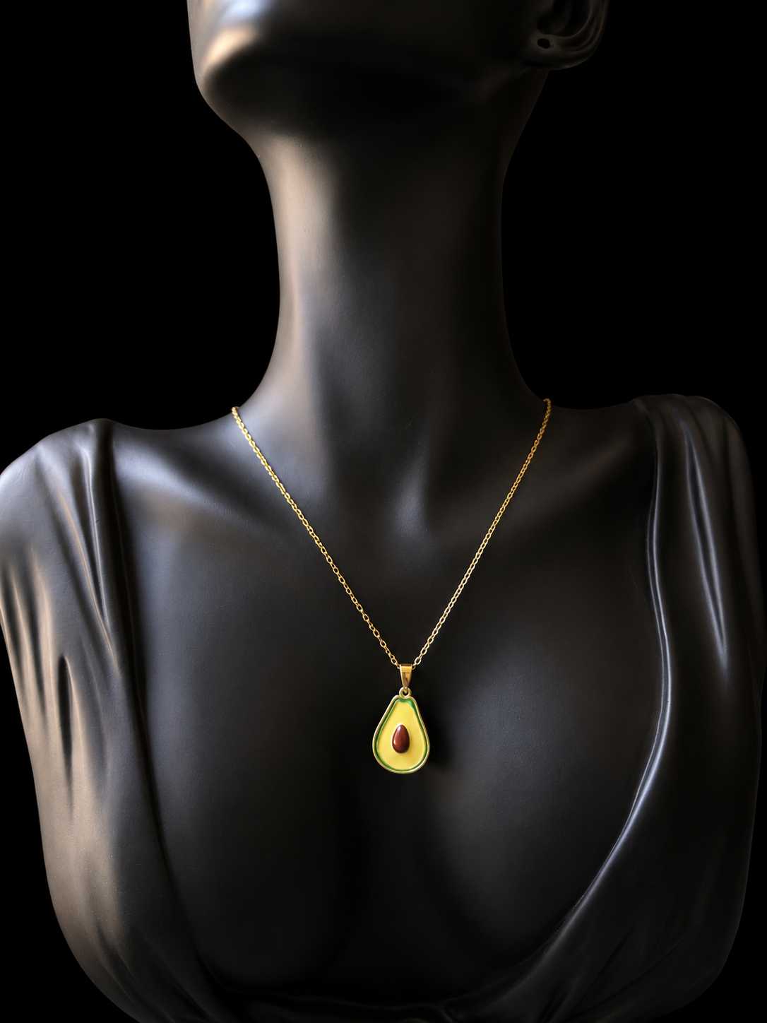 F9907DCD-13A0-400B-9647-2AB53718E95F Enamel Avocado Pendant Necklace - Image 1