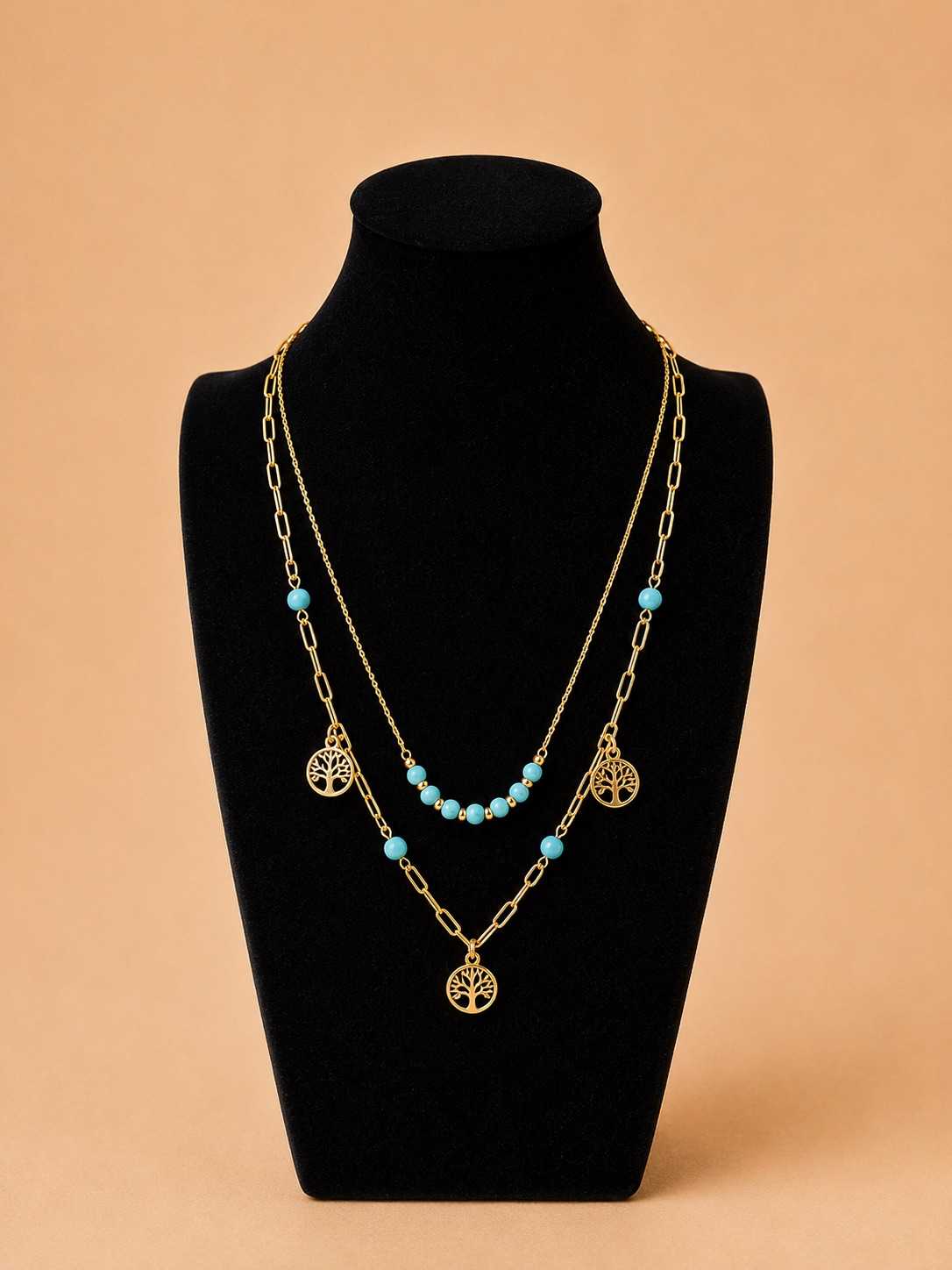 IMG_6613 Tree of Life Turquoise Layered Necklace - Image 1