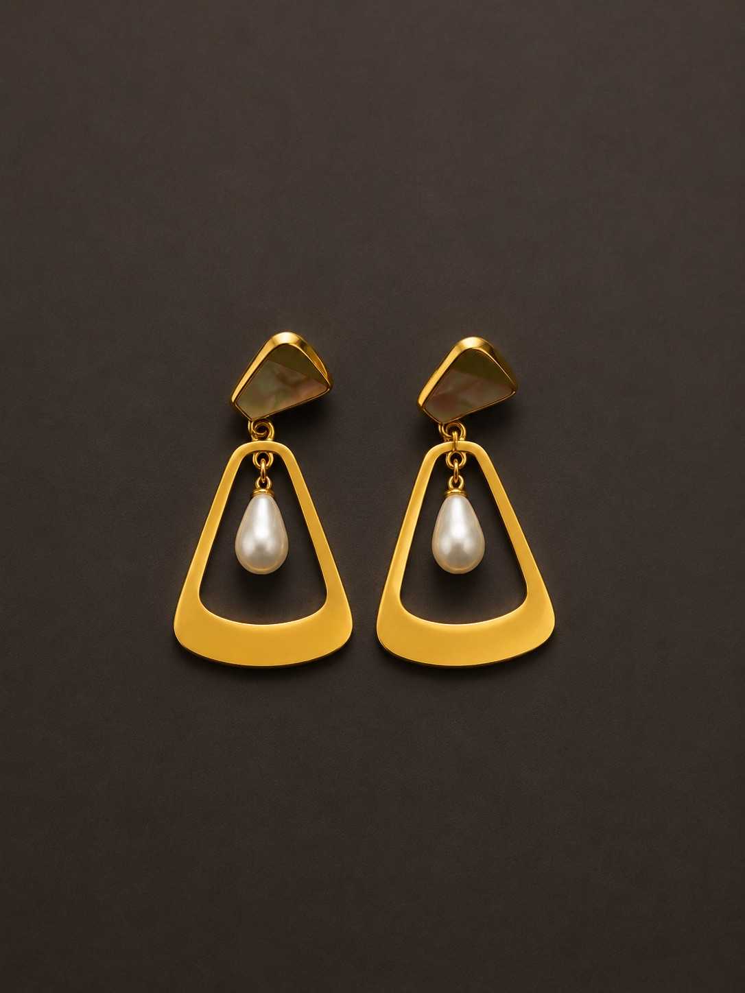 IMG_6635 Trapezoid Pearl Drop Earrings - Image 1