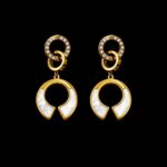 Crystal Interlocking Ring Mother-of-Pearl Earrings