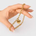 Chunky Chain Heart Charm Bracelet