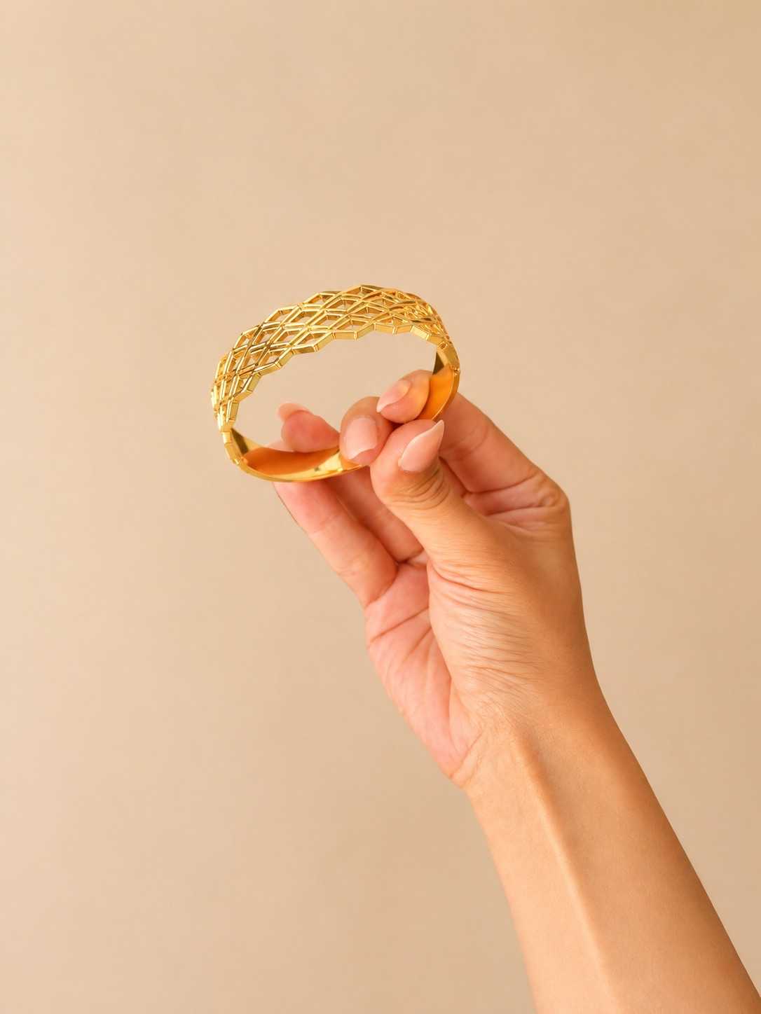 IMG_6679 Honeycomb Cutout Cuff Bangle - Image 1