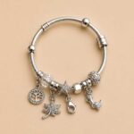 Pandora-Style Crystal Nature Charm Bangle