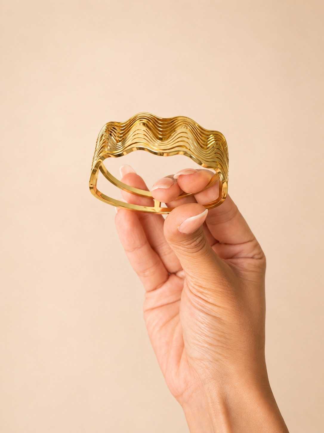 IMG_6694 Ribbed Wave Cuff Bangle - Image 1
