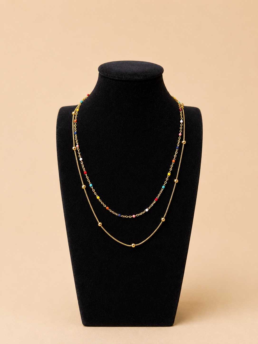 IMG_6699 Layered Bead & Ball Chain Necklace - Image 1