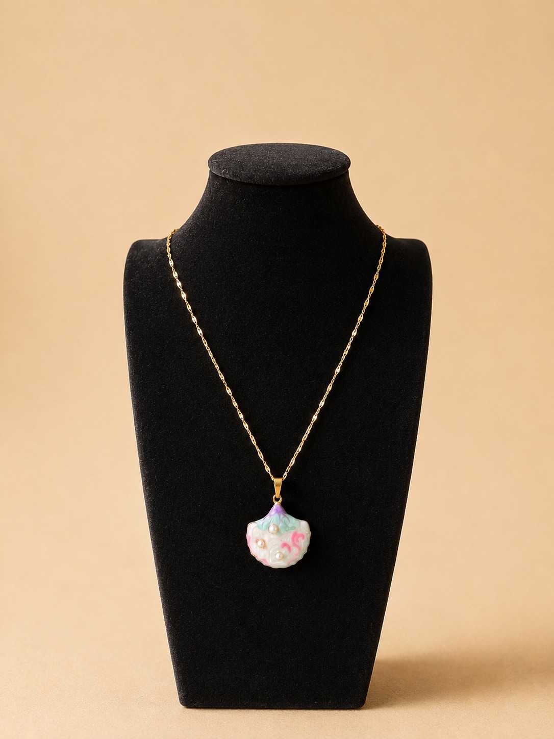 IMG_6700 Pastel Enamel Shell Pearl Necklace - Image 1