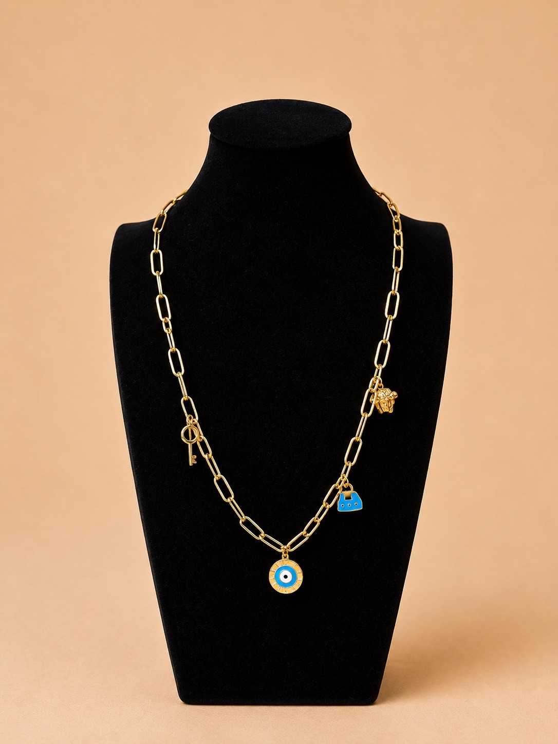 IMG_6709 Evil Eye Charm Paperclip Necklace - Image 1
