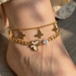 Butterfly Charm Layered Anklet