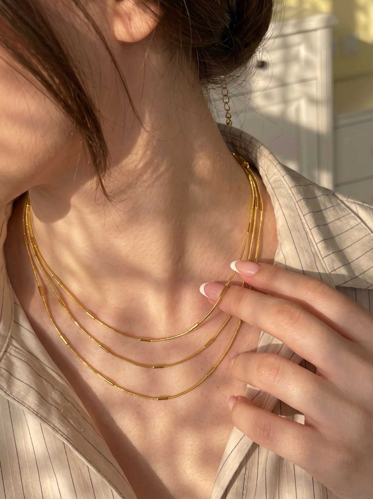 IMG_6761 Triple Layer Bar Chain Necklace - Image 1