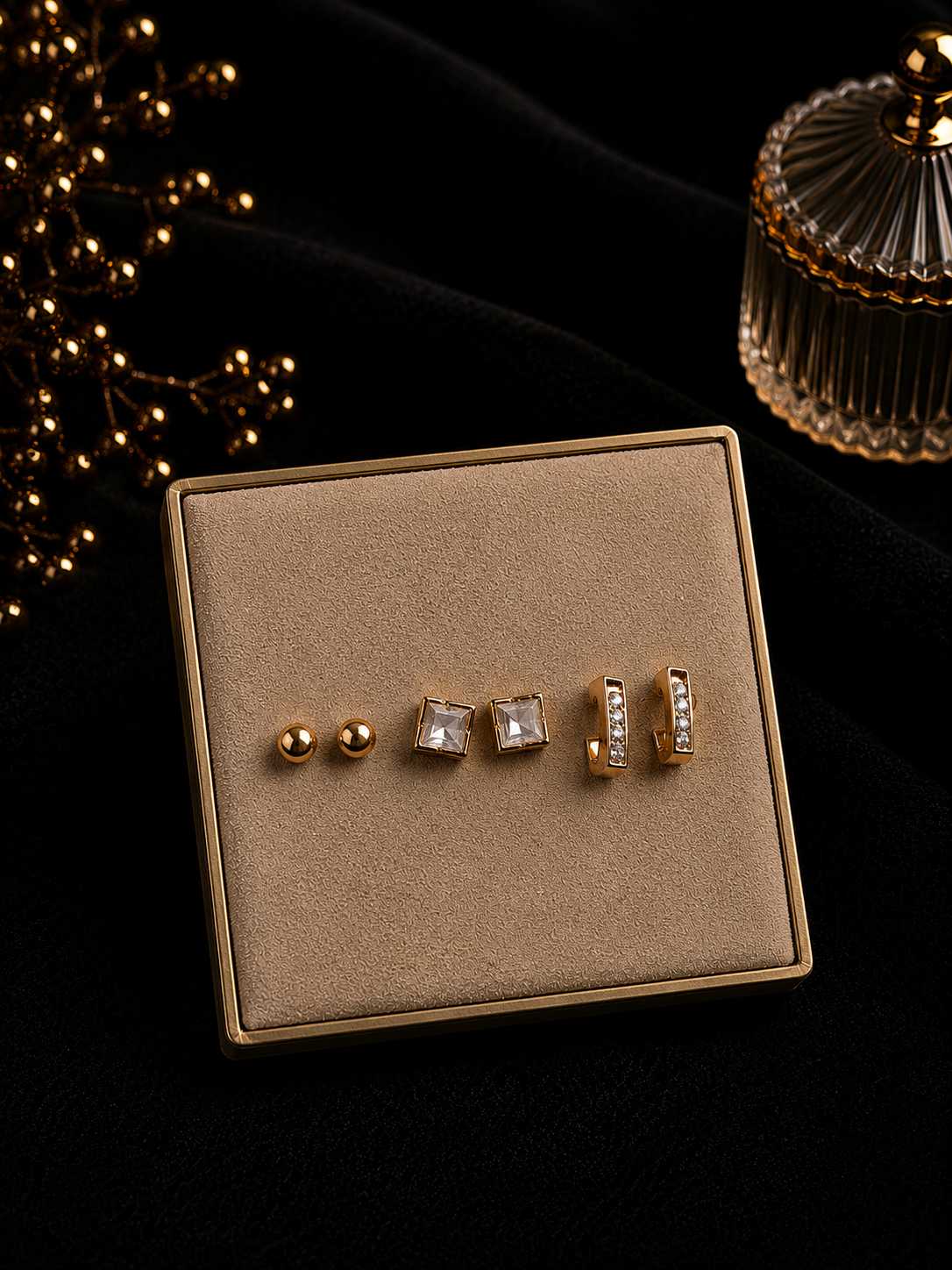 IMG_7048 3-Pair Stud & Hoop Earring Set - Image 1