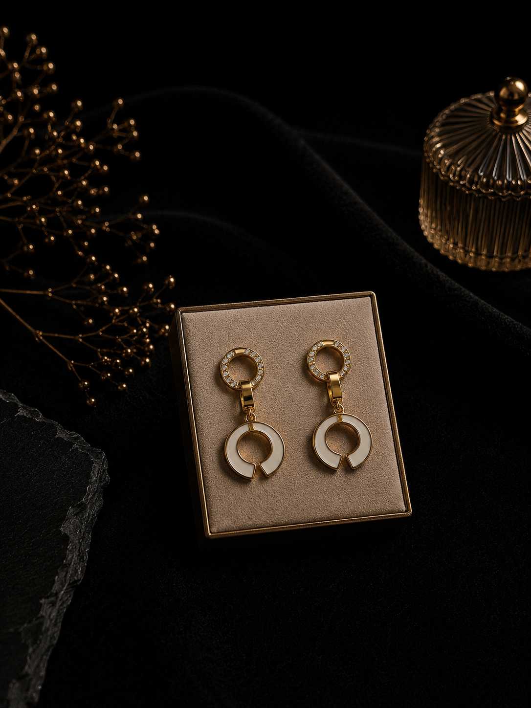 IMG_7059 Crystal Ring & Enamel Ring Drop Earrings - Image 1