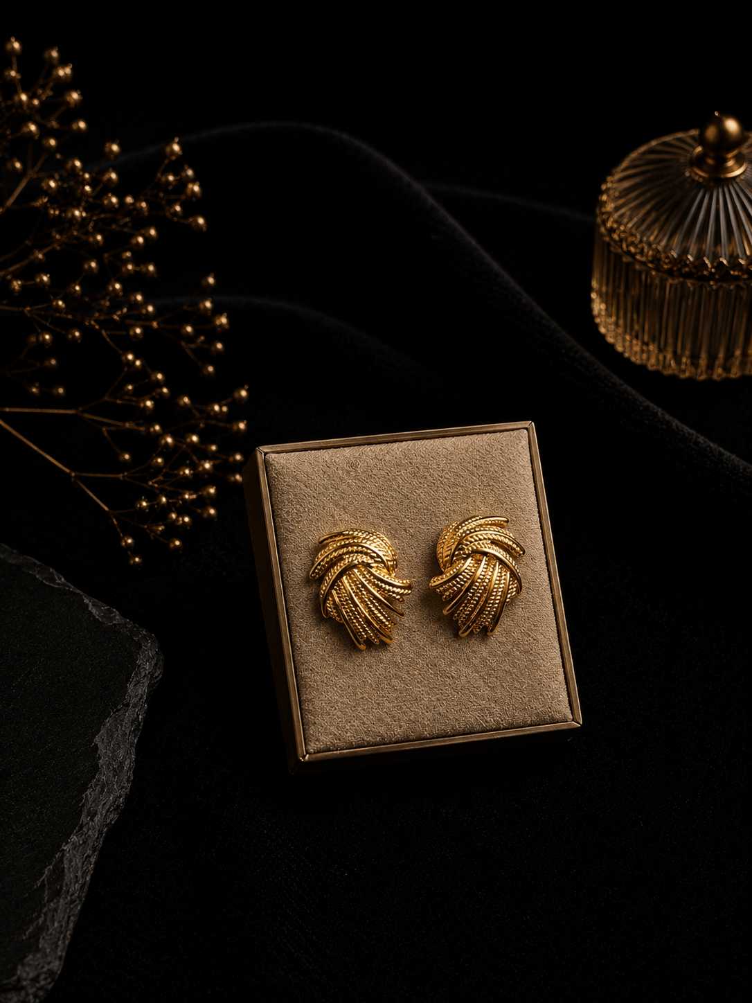 IMG_7060 Textured Knot Swirl Stud Earrings - Image 1