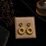 Textured Sunburst Ring Drop Earrings