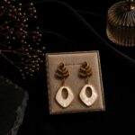 Palm Leaf & Marbled Acetate Drop Earrings