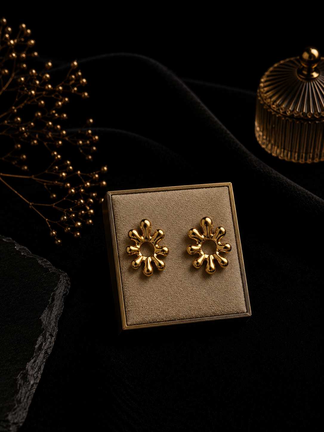 IMG_7064 Sunburst Droplet Stud Earrings - Image 1