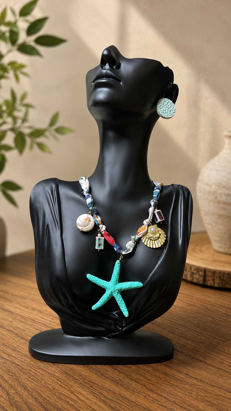 IMG_7078 Turquoise Starfish Charm Necklace & Earring Set - Image 1