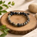 Men's Fire Agate & Lava Bead Bracelet with Silver Accent